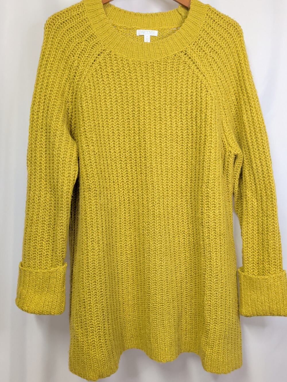 ABound Mustard Yellow Tunic Sweater 3/4/ sleeve Size M